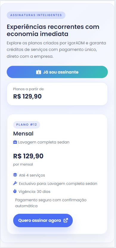 Imagem da release Disponibilize assinaturas para seus clientes